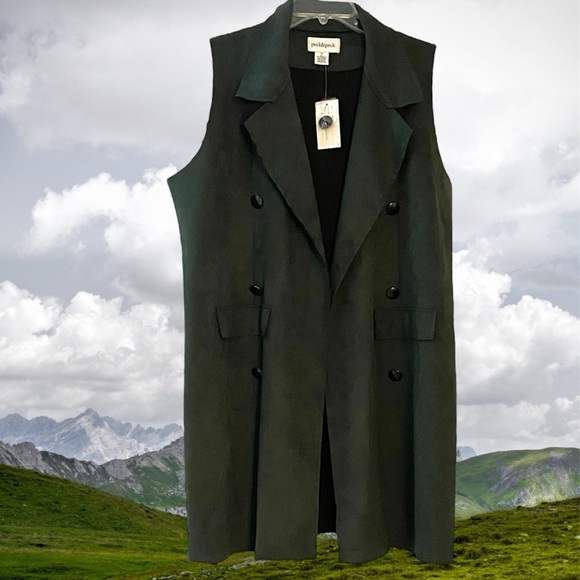 Gorgeous Long Cover Up Green Vest Suede Cloth Jacket - Picture 16 of 16